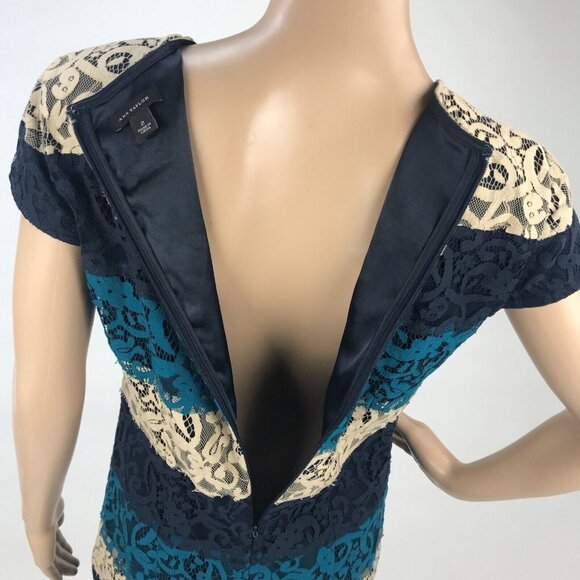 Ann Taylor Colorblock Lace Striped Sheath Shift Mi - Picture 6 of 7